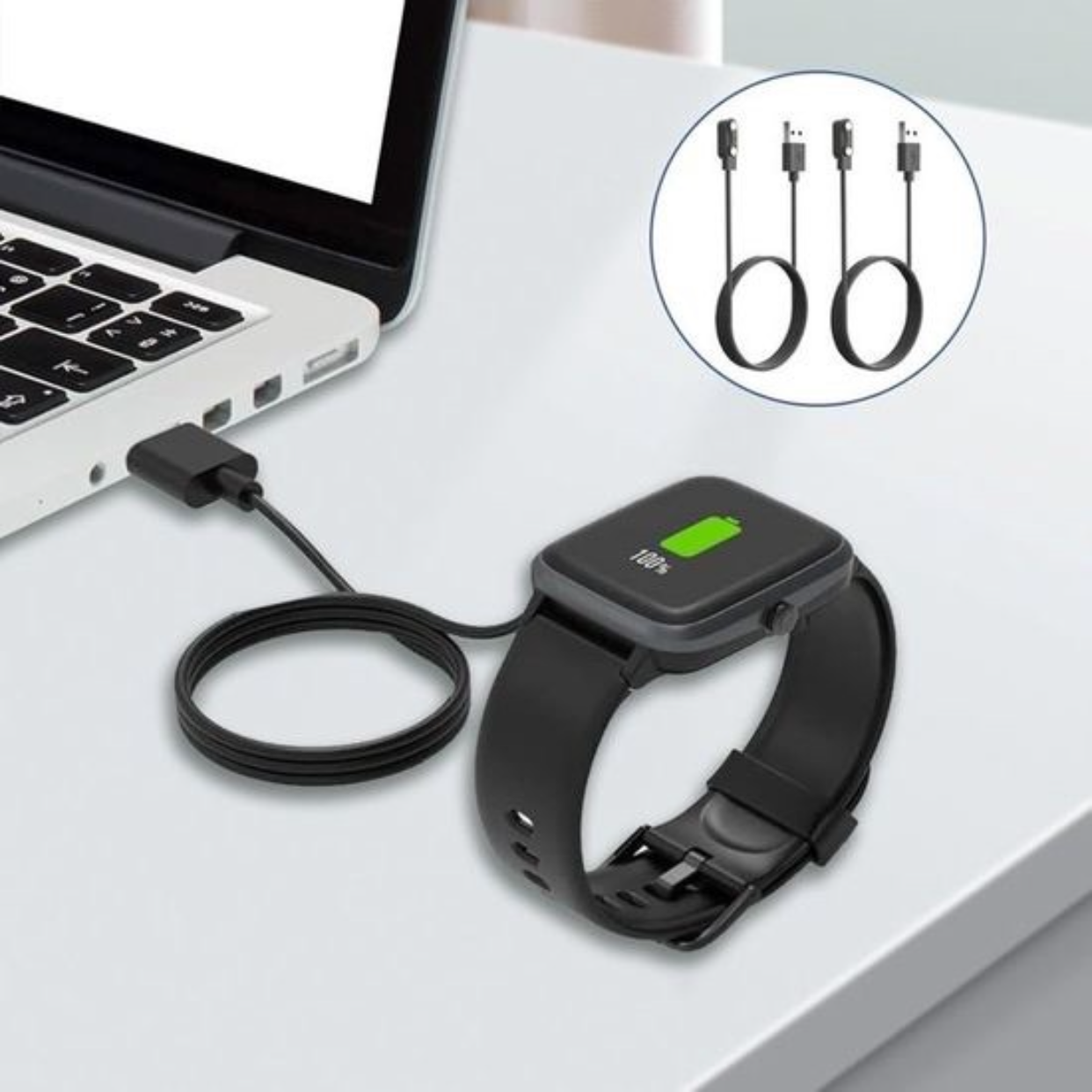 Câble de charge magnétique universel HK8 à 2 broches – compatibilité 4,0–12,3 mm pour montres connectées