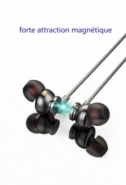 HM-070 – Écouteurs Bluetooth Tour de Cou | Basses Métalliques 36D