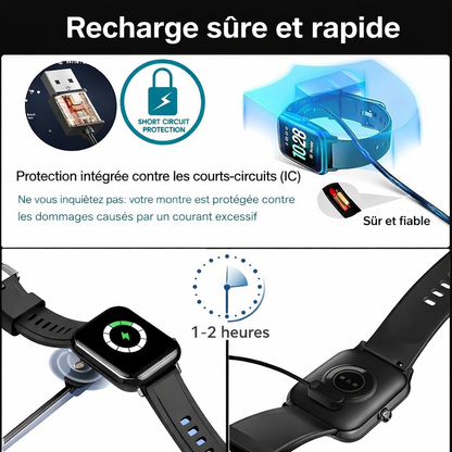 Câble de Charge Magnétique Universel pour Montre Connectée – 2 Pins 4.0-9.5mm