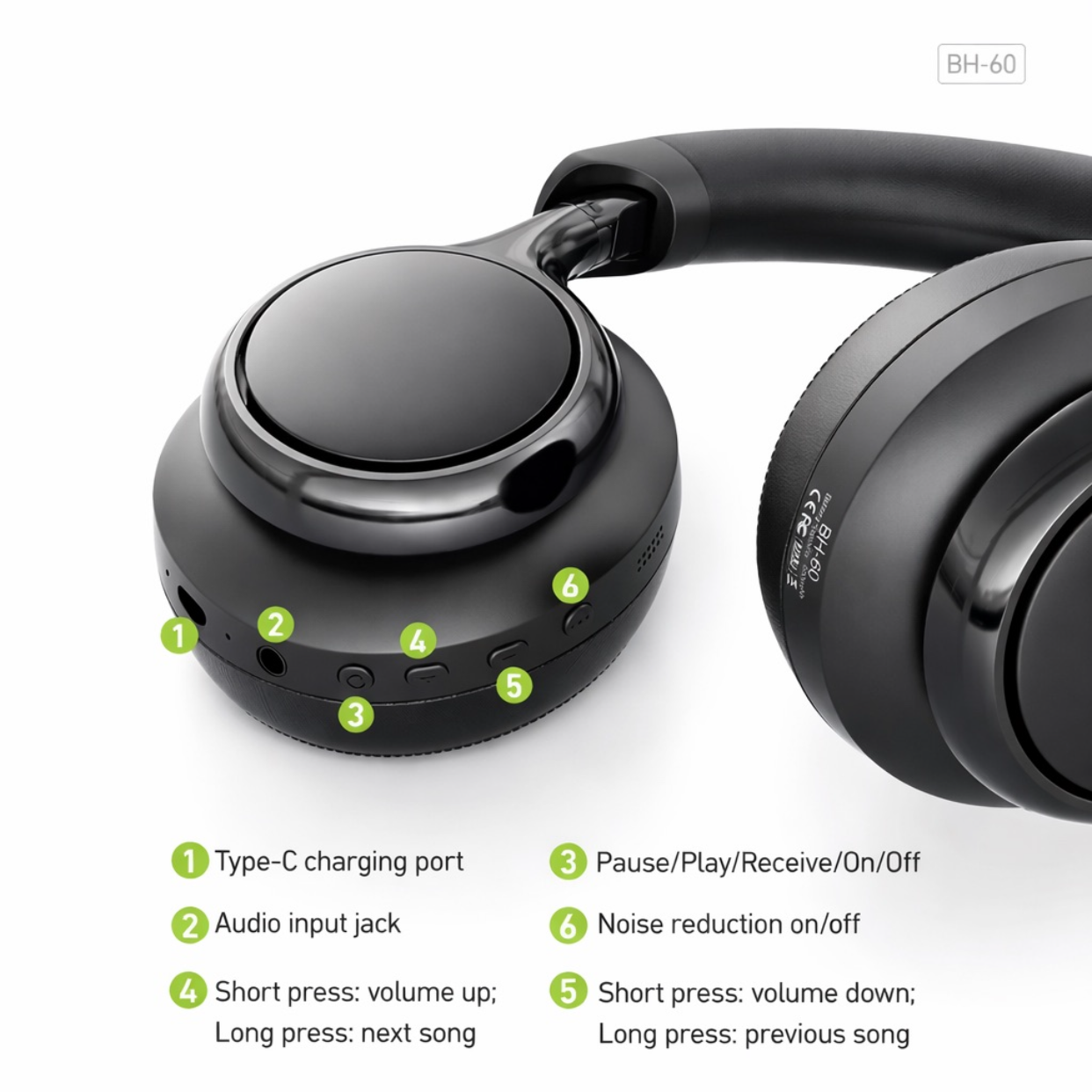 Casque Sans Fil ANC BAVIN BH-60 – Bluetooth 5.4, Réduction Active du Bruit, Son Hi-Fi 360°, Autonomie Longue Durée