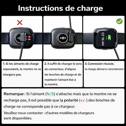Câble de Charge Magnétique USB 2 Pins – 2.5–8 mm | Compatible Montres Connectées et Autres Appareils Compatibles