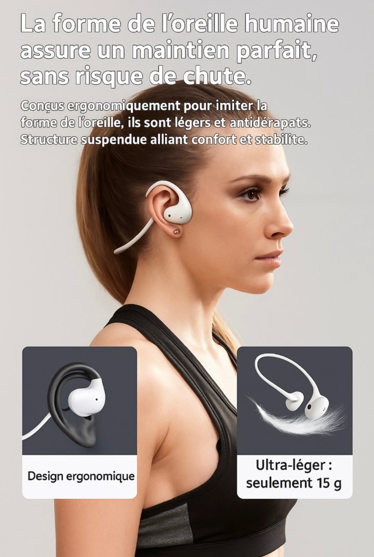 ProAir™ OWS Pro – Écouteurs Open-Ear Bluetooth 5.3, Ultra-Légers, IPX7