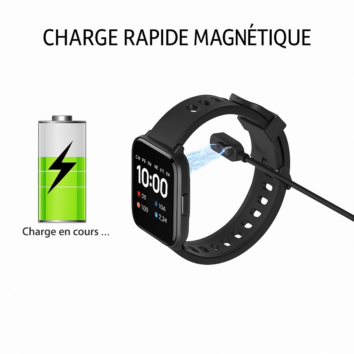 Câble de Charge Magnétique 4P – 7.62 à 14.3 mm (Pogo Pin) pour Montres Connectées