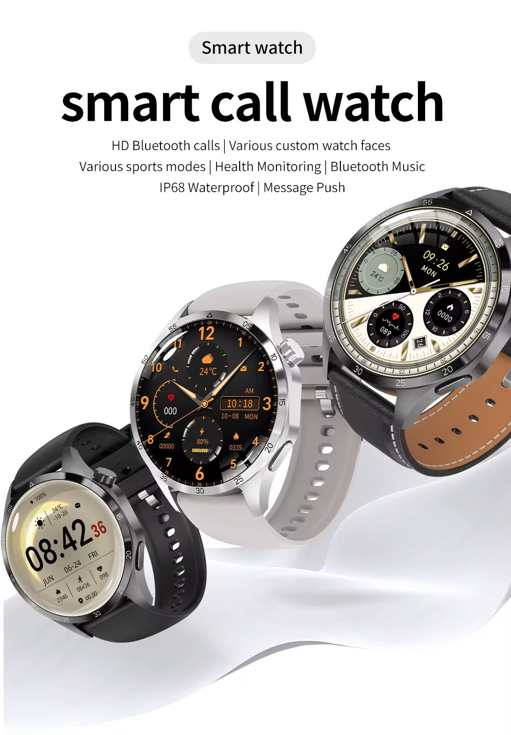 GT4 Pro – Montre connectée haut de gamme avec NFC et 2 bracelets