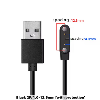Câble de charge magnétique universel HK8 à 2 broches – compatibilité 4,0–12,3 mm pour montres connectées