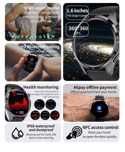 GT4 Pro – Montre connectée haut de gamme avec NFC et 2 bracelets