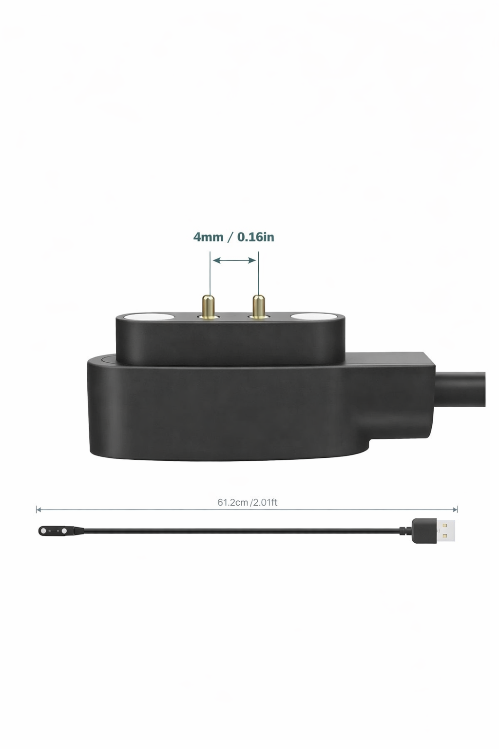 Câble de Charge Magnétique Universel pour Montre Connectée – 2 Pins 4.0-12.5mm