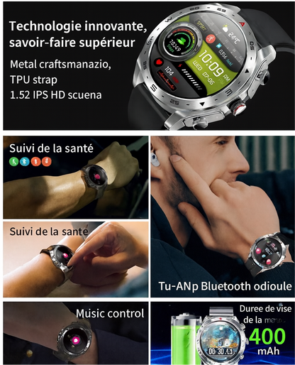 T95 – Montre Connectée Premium avec Écouteurs Bluetooth Intégrés & Double Bracelet