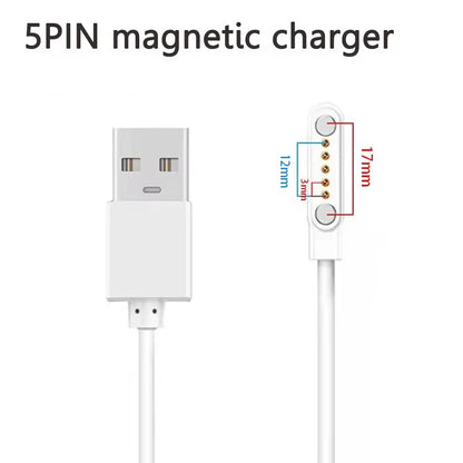 Chargeur Magnétique 5PIN – USB 2.0, Espacement 12 mm / 17 mm, Compatible Montres Intelligentes