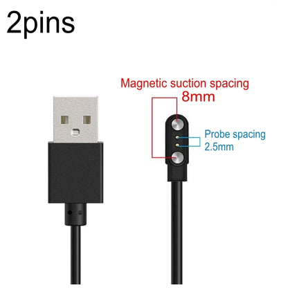 Câble de Charge Magnétique USB 2 Pins – 2.5–8 mm | Compatible Montres Connectées et Autres Appareils Compatibles