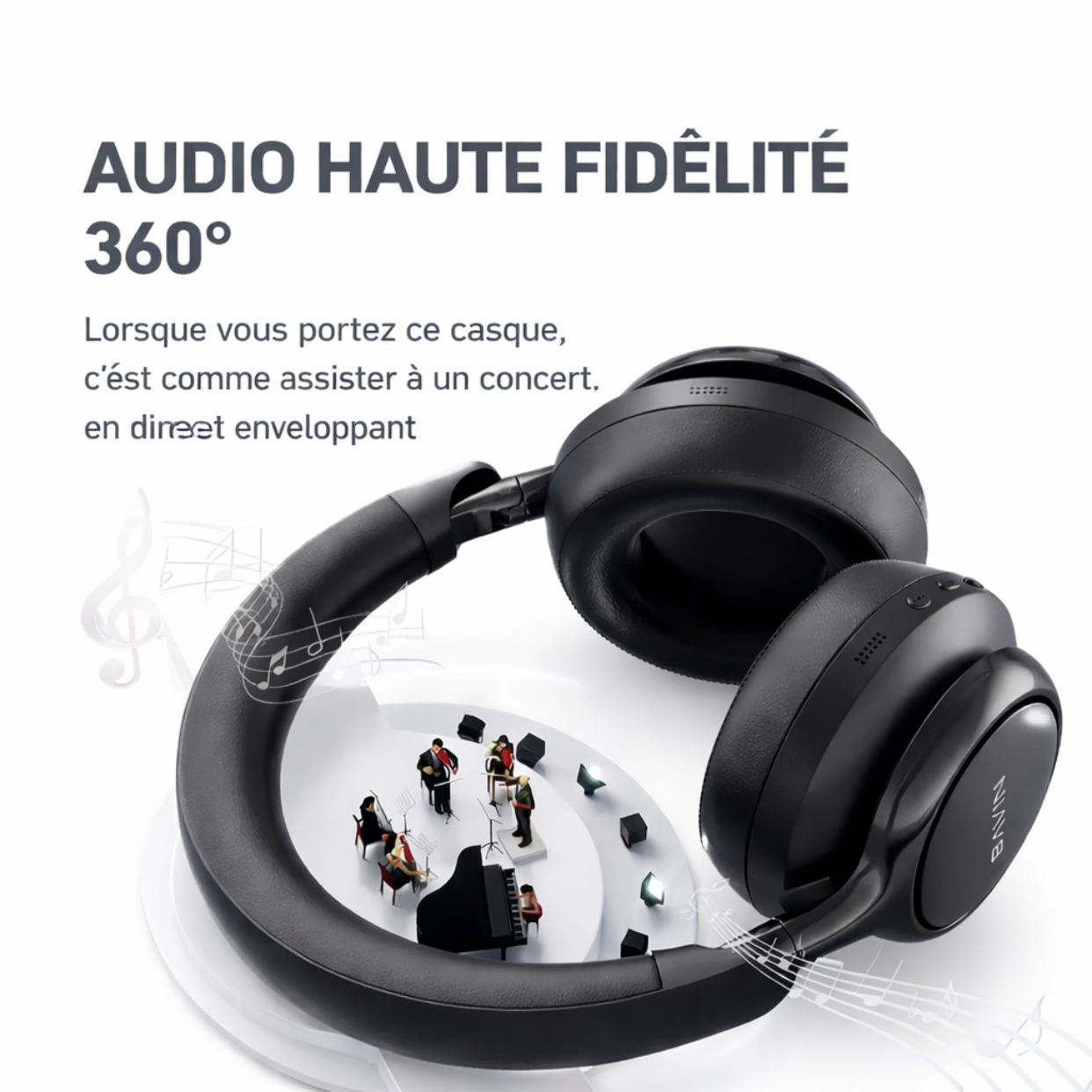 Casque Sans Fil ANC BAVIN BH-60 – Bluetooth 5.4, Réduction Active du Bruit, Son Hi-Fi 360°, Autonomie Longue Durée