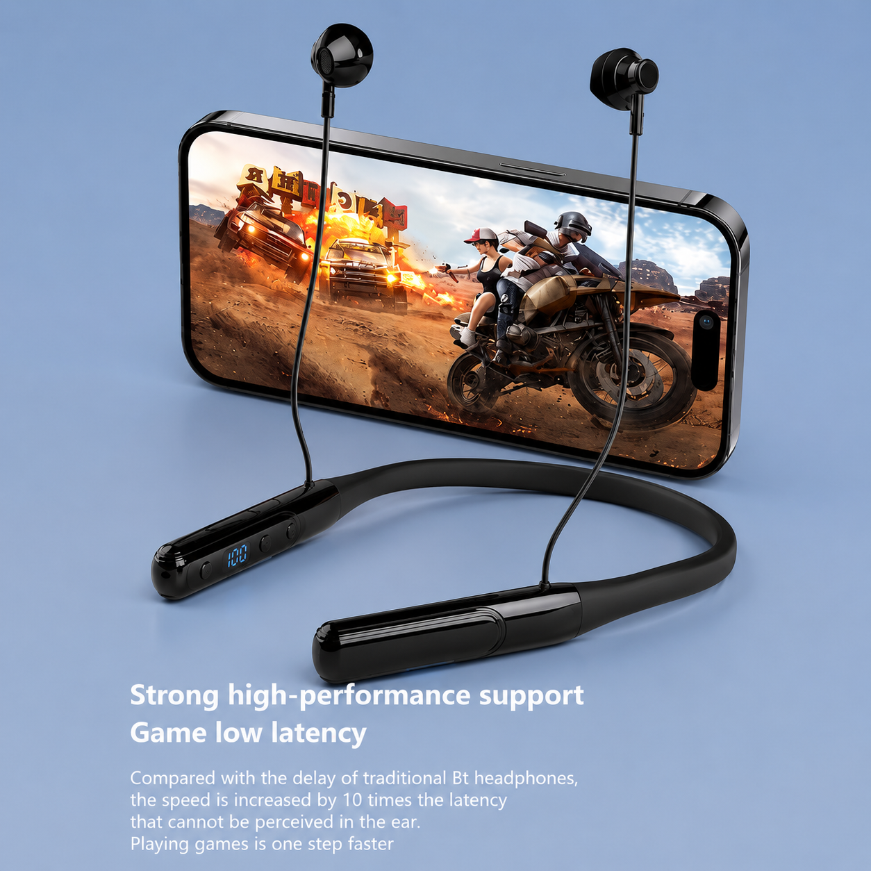Écouteurs Tour de Cou X60 – Bluetooth 5.3, Autonomie 80h, Affichage LED