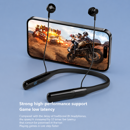 Écouteurs Tour de Cou X60 – Bluetooth 5.3, Autonomie 80h, Affichage LED
