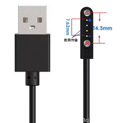 Câble de Charge Magnétique 4P – 7.62 à 14.3 mm (Pogo Pin) pour Montres Connectées
