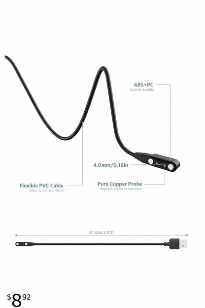 Câble de Charge Magnétique Universel pour Montre Connectée – 2 Pins 4.0-12.5mm