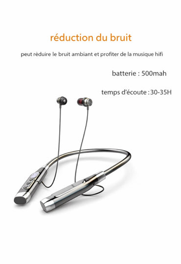HM-070 – Écouteurs Bluetooth Tour de Cou | Basses Métalliques 36D