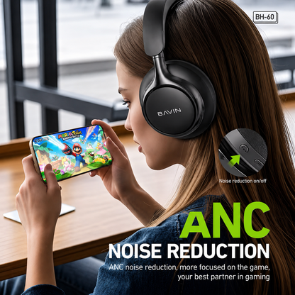 Casque Sans Fil ANC BAVIN BH-60 – Bluetooth 5.4, Réduction Active du Bruit, Son Hi-Fi 360°, Autonomie Longue Durée