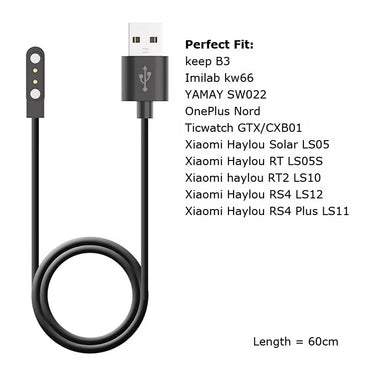 Chargeur Magnétique Pogo 2 Broches LS05 – 4.0-12.3 mm | Câble USB pour Montres Haylou