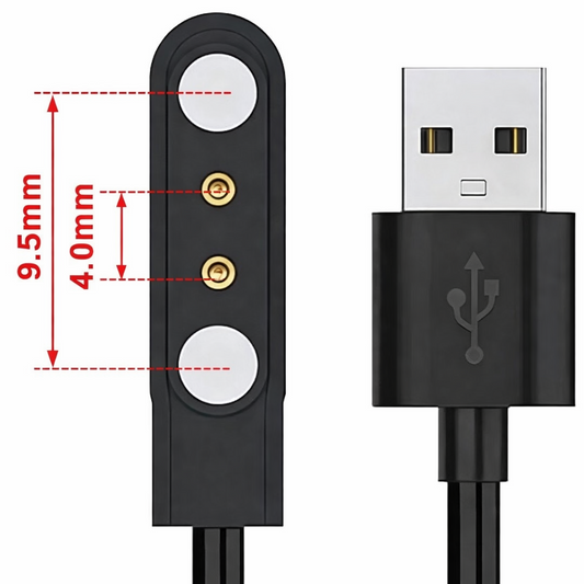 Câble de Charge Magnétique Universel pour Montre Connectée – 2 Pins 4.0-9.5mm